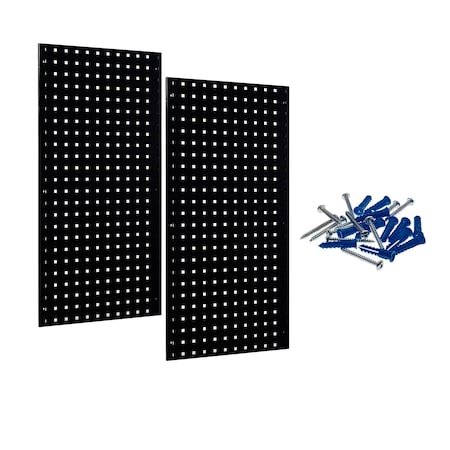 Triton Products (2) Square Hole Pegboards W/ Mounting Hardware, Epoxy 18-Gauge Steel, Black, 18" W x 36" H LB18-BK